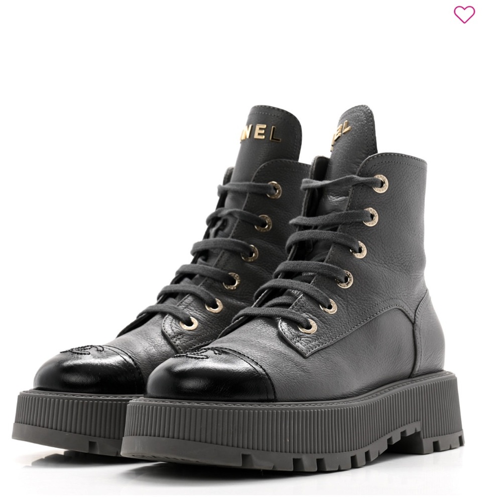 CHANEL Black Boots with Glossy Toe Cap (SOLD)